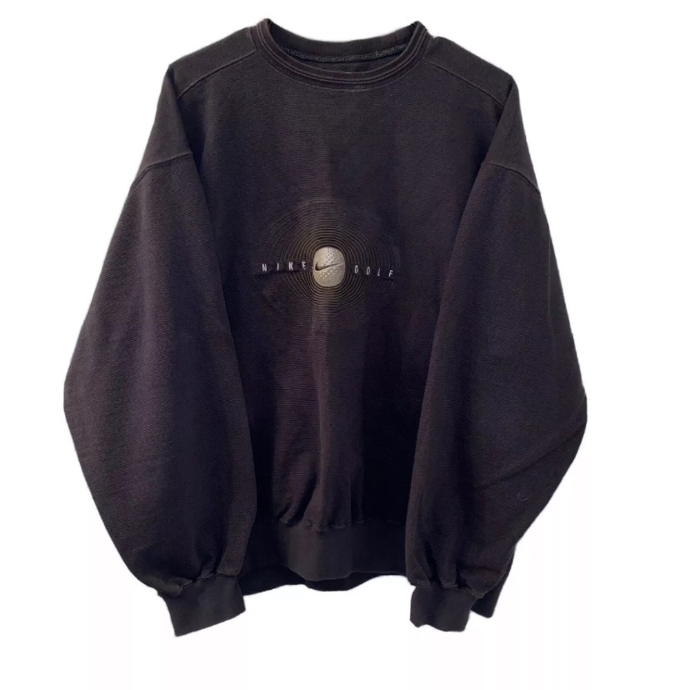 Vintage 90s Nike Golf Embroidered Pullover Thermal Sweatshirt Adult XL Black